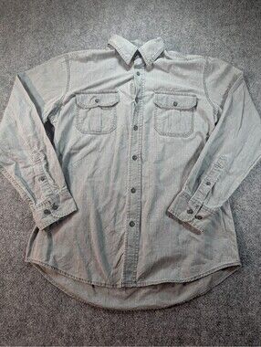Basic Editions Men's Gray 100% Cotton Button-Up Shirt M Medium